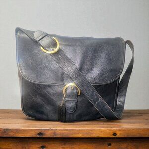 VTG Coach Greenwich School Bag 4165 Navy Leather Brass Messenger Duffle 90s USA